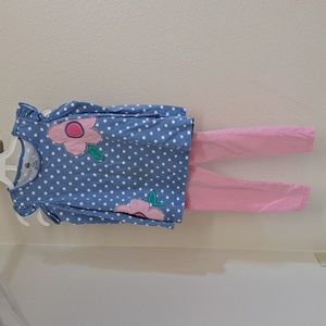 Kids Headquarters Girls Long-Sleeve Shirt/Pants Set  4T - Blue/Pink/Polka Dot